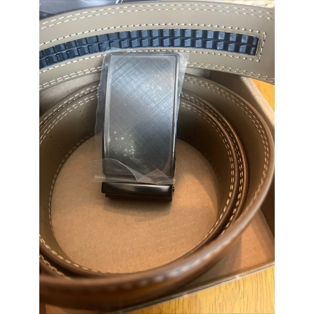 CHAOREN Leather Brown Ratchet Belt Customizable Fit, 28